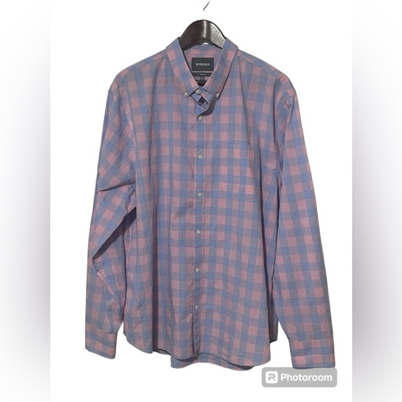 Bonobos Men's XXL Pink/Blue Checkered Standard Fit Button Down Dress Shirt - Picture 1 of 4